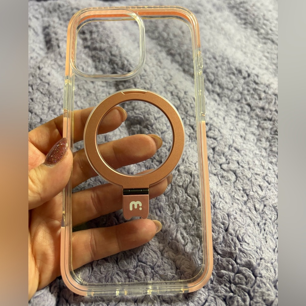 Transparent Phone Case with Rose Gold Ring Holder